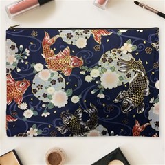 Japanese Wave Koi Illustration Pattern Cosmetic Bag (xxxl) by Ndabl3x