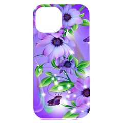 Purple Flower Nature Iphone 15 Plus Black Uv Print Pc Hardshell Case by Posterlux