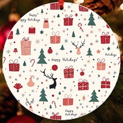 Happy Holiday Xmas Christmas Pattern Uv Print Acrylic Ornament Round by Paksenen