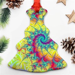 Fractal Spiral Abstract Background Vortex Yellow Christmas Tree Ornament (two Sides) by Ket1n9