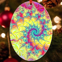 Fractal Spiral Abstract Background Vortex Yellow Uv Print Acrylic Ornament Oval by Ket1n9