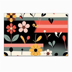  Minimalist Pattern With Simple Lines,flower And Shapes, Creating A Clean And Modern Postcards 5  X 7  (pkg Of 10) by myclothy