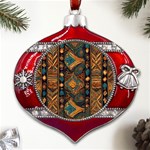 Tribal Chic Metal Snowflake And Bell Red Ornament Front