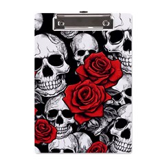 Roses And Skulls A5 Acrylic Clipboard by pollyparadiseartshop