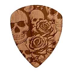 Roses And Skulls Wood Guitar Pick (set Of 10) by pollyparadiseartshop