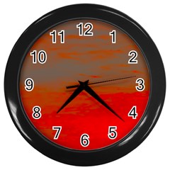 Crimson Skys Wall Clock (black) by RiverRootz