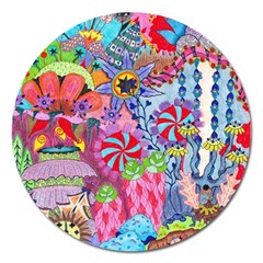 Cabbage Flower Abstract Magnet 5  (round) by okhismakingart