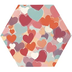 Valentines Day Hearts Romance Love Wooden Puzzle Hexagon by Posterlux