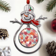 Valentines Day Hearts Romance Love Metal Snowman Ornament by Posterlux