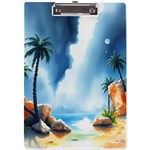 Delicate Watercolor Painting Surreal Oasis Scene With Intense Dramatic Lighting A4 Acrylic Clipboard Front