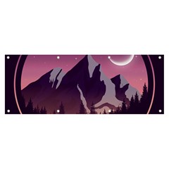 Mountain Night Crescent Moon Banner And Sign 8  X 3  by Bedest