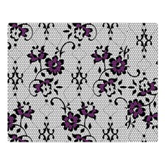 Elegant Purple Floral Jacquard Mesh Lace Fabric Two Sides Premium Plush Fleece Blanket (large) by ArtfulThreads