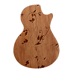 Abstract Floral Background Guitar Shape Wood Guitar Pick Holder Case And Picks Set by kyorashop23