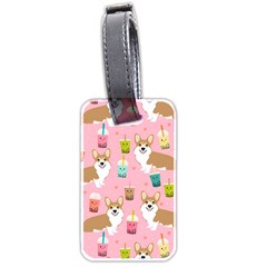 Corgi Bubble Boba Tea Pink Pattern Luggage Tag (two Sides) by Salmanaz77