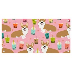 Corgi Bubble Boba Tea Pink Pattern Banner And Sign 4  X 2  by Salmanaz77