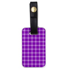 Purple Plaid Tartan 3 Luggage Tag (one Side) by dressshop