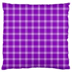 Purple Plaid Tartan 3 Large Premium Plush Fleece Cushion Case (Two Sides) Back