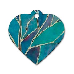 Aqua Batik, Abstract, Colorful Dog Tag Heart (one Side) by kyorashop23