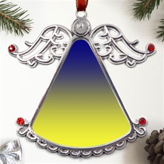 Navy Blue To Electric Yellow Linear Gradient Metal Angel With Crystal Ornament by GradientsOmbre