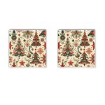 Christmas Tree Snow Cufflinks (Square) Front(Pair)