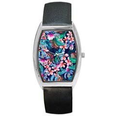 Hawaiian Flowers Hawaii Barrel Style Metal Watch by Cemarart