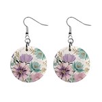 Flowers Pattern Floral Mini Button Earrings Front