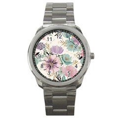 Flowers Pattern Floral Sport Metal Watch by Sabxi