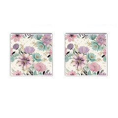 Flowers Pattern Floral Cufflinks (square) by Sabxi