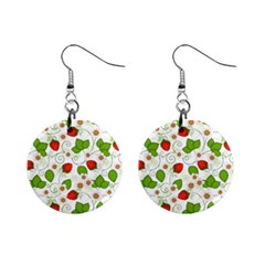 Strawberry Fruit Pattern Leaves Mini Button Earrings by Sabxi