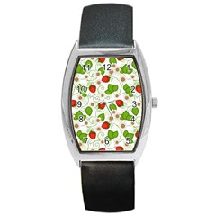 Strawberry Fruit Pattern Leaves Barrel Style Metal Watch by Sabxi