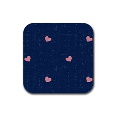 Corazones, Blue, Pattern Rubber Square Coaster (4 Pack) by kyorashop23