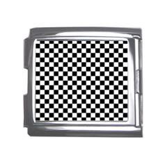 Pattern Checkered Squares Black White Pattern Mega Link Italian Charm (18mm) by Sabxi