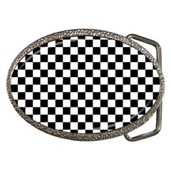 Pattern Checkered Squares Black White Pattern Belt Buckles by Sabxi