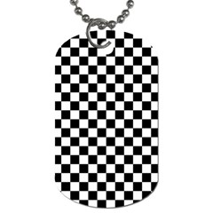 Pattern Checkered Squares Black White Pattern Dog Tag (one Side) by Sabxi