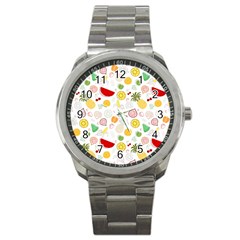 Pattern Seamless Texture Fruit Sport Metal Watch by Sabxi