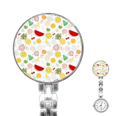 Pattern Seamless Texture Fruit Stainless Steel Nurses Watch by Sabxi