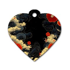 Korean Art Flowers Asian Pattern Dog Tag Heart (one Side) by Sabxi