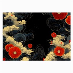 Korean Art Flowers Asian Pattern Large Glasses Cloth by Sabxi