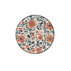 Retro Scandinavian Nordic Flowers Pattern Hat Clip Ball Marker (10 Pack) by violetheavensky