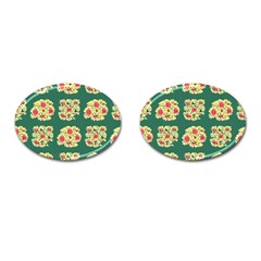 Retro 1880s Flowers Pattern 6 Cufflinks (oval) by violetheavensky