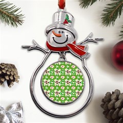 Retro 1880s Flowers Pattern 4 Metal Snowman Ornament by violetheavensky