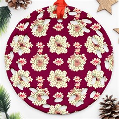 Retro 1880s Flowers Pattern Round Filigree Ornament (two Sides) by violetheavensky