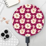 Retro 1880s Flowers Pattern Wireless Fast Charger(White) Front