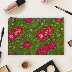 Mid Century Retro Floral 1970s 1960s Pattern 88 Cosmetic Bag (large) by violetheavensky