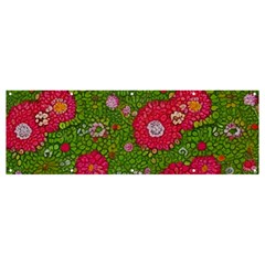 Mid Century Retro Floral 1970s 1960s Pattern 88 Banner And Sign 12  X 4  by violetheavensky