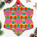 Retro 40s 50s Mexico Flowers Pattern Snowflake Ornament (Two Sides) Back