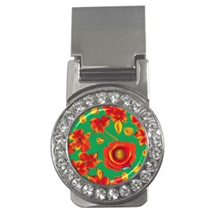 Mid Century Retro Floral 1970s 1960s Pattern 89 Money Clips (cz)  by violetheavensky