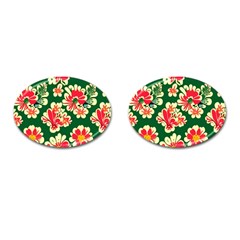 Retro 40s 50s Mexico Flowers Pattern 2 Cufflinks (oval) by violetheavensky