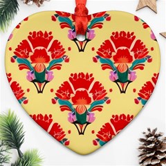 Retro 40s 50s Mexico Flowers Pattern 4 Ornament (heart) by violetheavensky