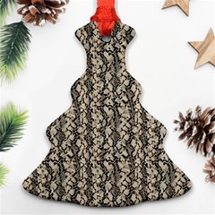 Beige Snake Pattern Christmas Tree Ornament (two Sides) by DinkovaArt